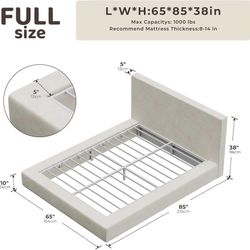 AirFrame Full Size Upholstered Bed Frame with Plush Padded Headboard Plush Padded Headboard, 360° Soft Foam Surround, Low Profile Cloud Bed Frame, No 
