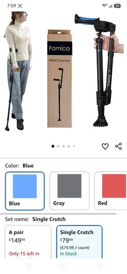 Famica Flexi Crutch (x1 Unit, Open Cuff) Forearm Crutches