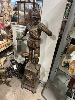 Large Vintage Iron Sculpture Of A Spanish Conquistador