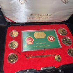 24K Gold Plate And Coins 1997 Hong Kong Full Set