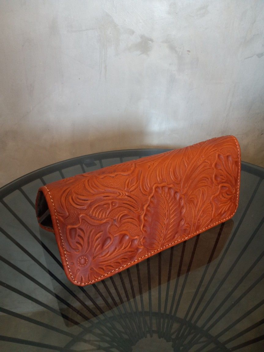 Brown Hand Tooled Leather Wallet