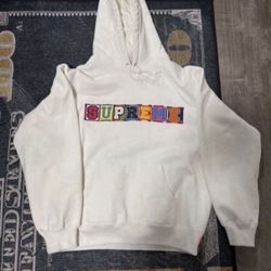White Beaded Supreme Hoodie