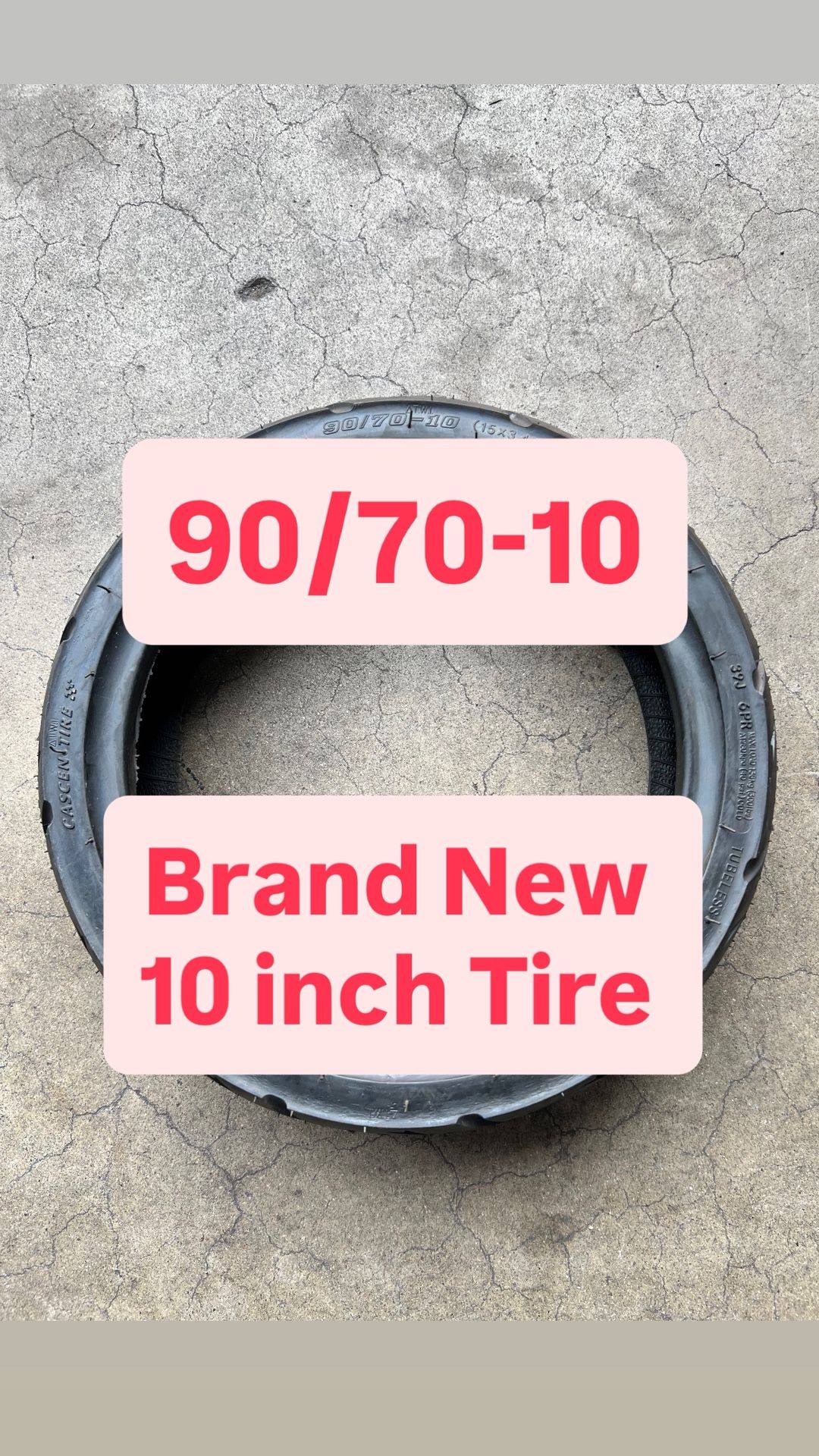 New 90/70-10 10 inch Tire Tubeless Scooter Mini Bike Minibike 10” 90-70-10