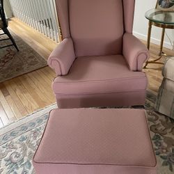WING BACK CHAIR with OTTOMAN. $100