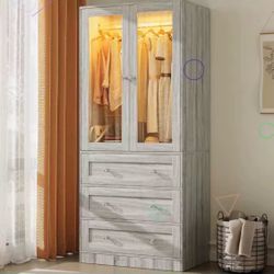 Armoire Wardrobe, Grey Oak