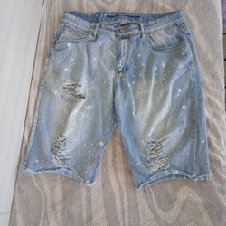 Rue 21 Mens Size 34 Jean Shorts Cut Off Denim Distressed Summer Casual 