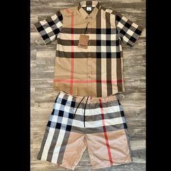 Burberry Shirt And Shorts Set Brand New With Dust Cover Obo 