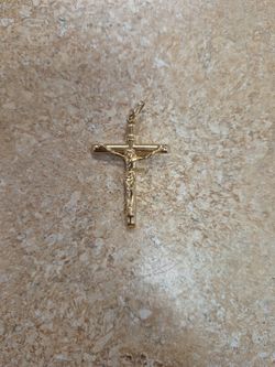 14k Yellow Gold Crucifix Pendant 2"