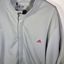 Adidas New Mens 2XL Golf Jacket Light Gray Red Stripe Casual Sports Jacket.  