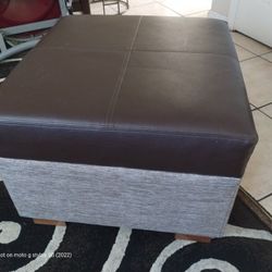Ottoman For Living , Brown Faux Leather 