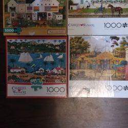Lot Of 4 Charles Wysocki Jigsaw Puzzles