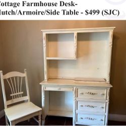 Cottage Farmstyle Desk, Hutch & Chair