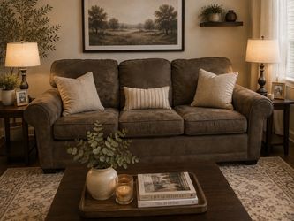 Brown Microfiber 3-Seat Sofa