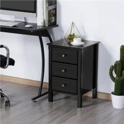 3-drawer End Table with Charging Station, Modern Style Nightstand with 2 USB Ports and 2 Outlets