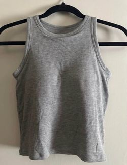 Gray Ribbed Tank Top - Women's Sleeveless Knit