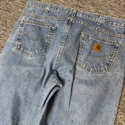 Carhartt Relaxed Fit Jeans Mens 38x34 Light Wash Workwear