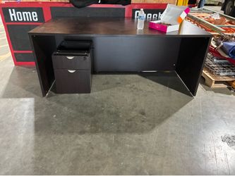 Executive desk with cabinets and shelves