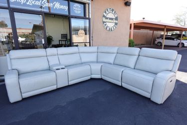 Gearhart 6-Piece Leather Power Reclining Sectional w/ Power Headrests