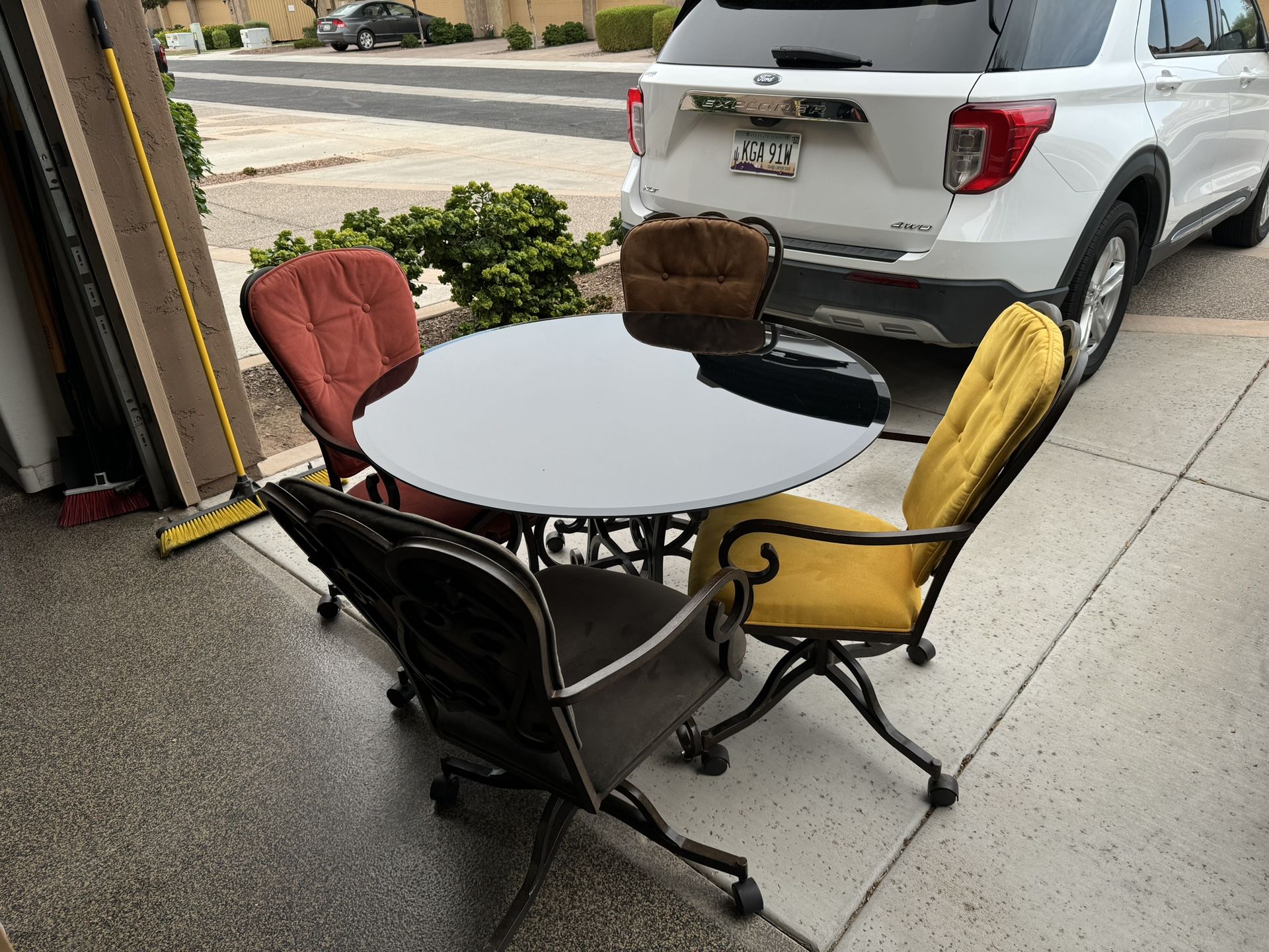 Round Black/tinted Glass Table