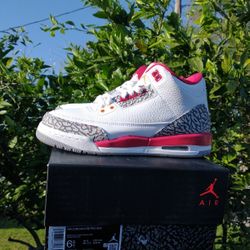 New Air Jordan 3 Retro Cardinal Gs Youth Size 6.5y