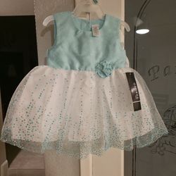 George Baby 2 Piece Aqua Baby Girl Dress And Bloomer