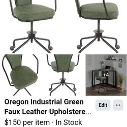 NEW Oregon Industrial Green Upholstered Faux Leather Task chair Open box