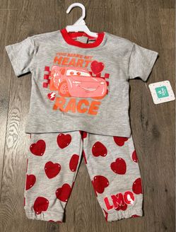 Cars Lightning McQueen 2-Piece Outfit Sz 12 Months New