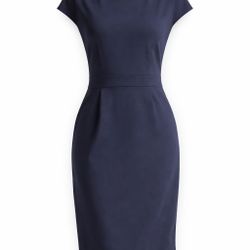 Ultra Stretch Ponte Cap Sleeve Dress Navy Size M Women NWT