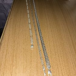 Silver Figaro & Cuban Chains