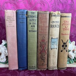 Lot of 6 Antique/Vintage Boys’ Books.  Some with Illustrations