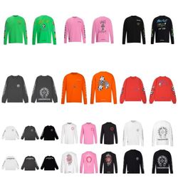 Chrome Hearts Sanskrit Cross Horseshoe Cotton Unisex Long-Sleeved Sweatshirt/T-Shirt