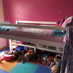 Twin Loft Bed With Shelves And Mattress