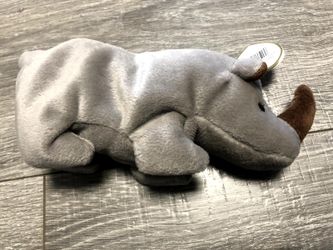 Vintage TY Beanie Baby Spike the Rhino Plush 7" Stuffed Animal 1996