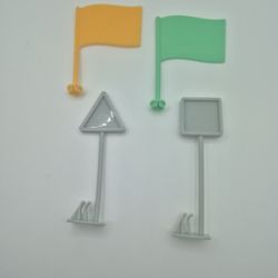 Flags Barbie Green/Yellow 2.5" and Signs Traffic Gray 3.25" Plastic