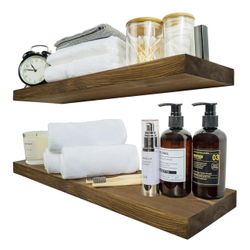 New- Set Of Solid Pine Floating Shelves 6.7 X 24