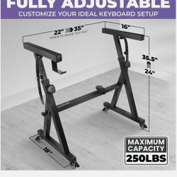 Liquid Stands Z-Style Keyboard Stand w/ Wheels Adjustable Heavy Duty 54–88 Keys