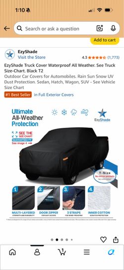EzyShade Waterproof All-Weather Truck Cover Black T2