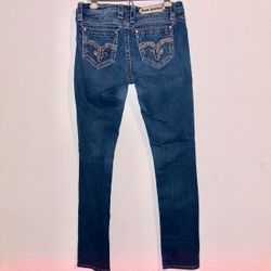 Rock Revival Women's Size 28 Blue Denim Jeans Bedazzled Glitter Mid-Rise July Pants