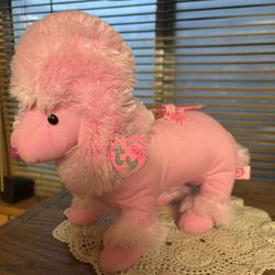 Ty Pinky’s Scribbly Pink Poodle with Pen 2005 All Tags In Place 10” X 12”