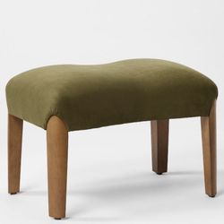 Wood Legs Velvet Green Ottoman