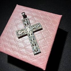 Cross Pendant-Sterling Silver & Triple A CZ
