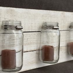 Candle Holder On Wood Frame