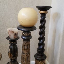 Beautiful Wooden Pillar Candle Holders