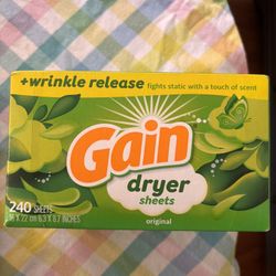 Gain Dryer Sheets Original Scent 240 Count +Wrinkle Release Fights Static(8$