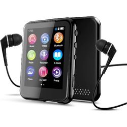 16GB MP3 Player with Bluetooth 5.3, 2.4 inch Full Touchscreen Music MP3 for Kids, FM Radio, Voice Recorder, HiFi Sound, E-Book, Earphones Included