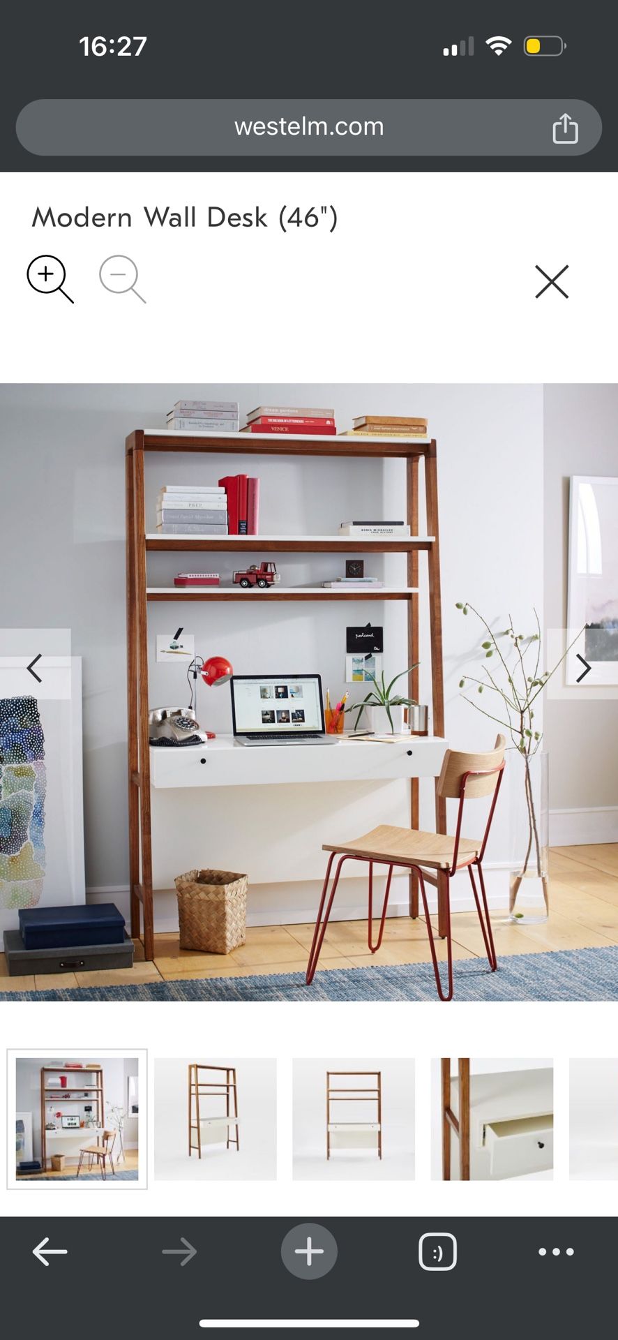 West Elm Modern Wall Desk 46”