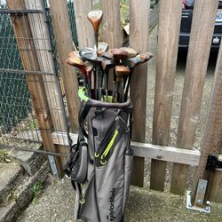 Antique Golf Clubs and Bag. 