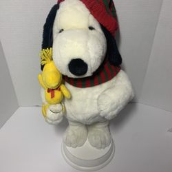 Vintage Plush Snoopy With Woodstock/Santa’s Best