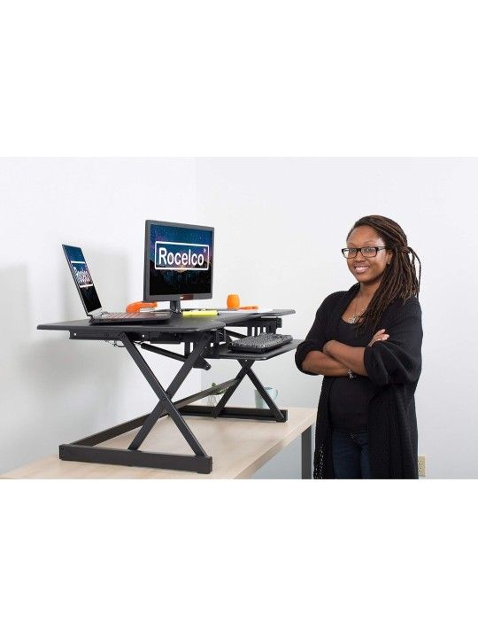 BRAND NEW Rocelco 46" Large Height Adjustable Standing Desk Converter