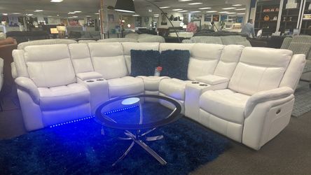 CRAZY DEAL NOW🚨Gorgeous White Power Reclining Sectional With LED Lighting For $1699